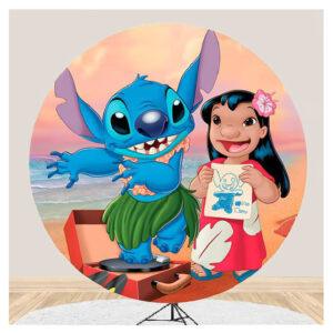 a cartoon character on a round stand