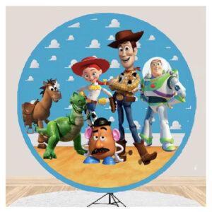 a round poster with cartoon characters